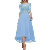 Women Chiffon Lace Elegant Half-Sleeve Dress