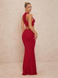 Women's Spring Chic Knot Strapless Slit Gather Skirt Set