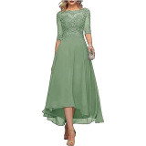 Women Chiffon Lace Elegant Half-Sleeve Dress