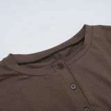 Women's Knitting Slim Waist Long Sleeve Button-Down Top High Waist Drawstring Loose Straight Leg Pants Autumn Casual Set