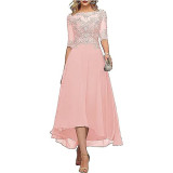 Women Chiffon Lace Elegant Half-Sleeve Dress