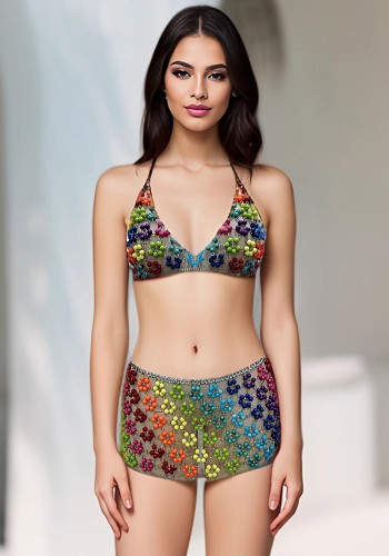 Women Accessories: Hollowed-out Gemstone Pendant Multi-layered Teardrop Sexy Body Chain