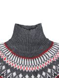 Women Autumn/Winter High-neck Jacquard Color-blocked Knitting Top Sweater