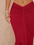 Women's Spring Chic Knot Strapless Slit Gather Skirt Set