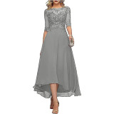 Women Chiffon Lace Elegant Half-Sleeve Dress
