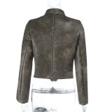 Autumn Stand Collar Long Sleeve Short American Jacket