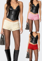 Women's Multi-Color Solid Sexy Lace Shorts