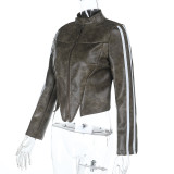 Autumn Stand Collar Long Sleeve Short American Jacket