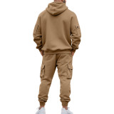 Autumn-Winter Fleece Hoodie Loose Casual Sport Sweatpants Set