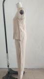 Summer Women's Fashion Casual Elegant Sleeveless Vest and Buttoned Pants Set