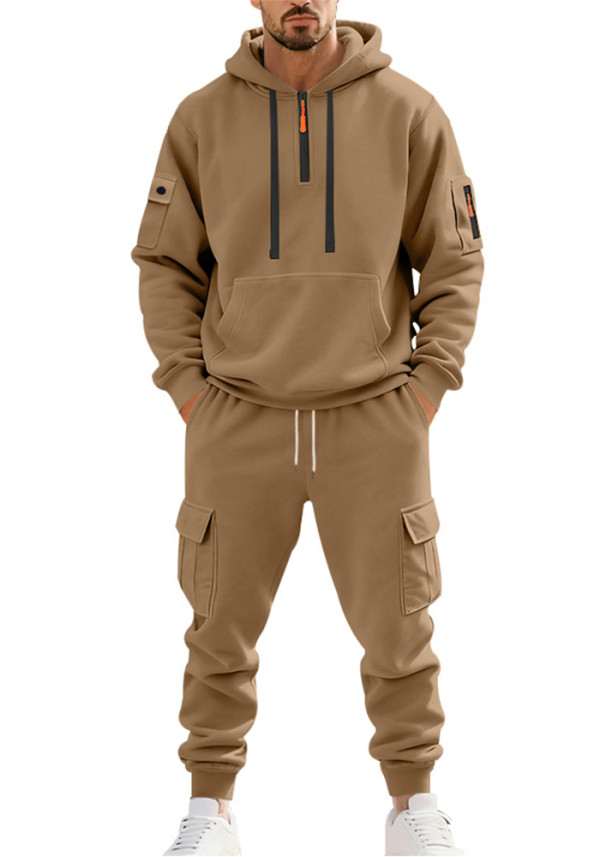 Autumn-Winter Fleece Hoodie Loose Casual Sport Sweatpants Set