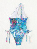 Sexy Print One-Shoulder Slim Fit One Piece Swimsuit