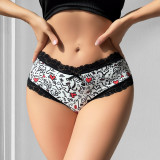 Cotton with Lace Sexy Ladies Panties Simple Floral Bodycon Comfortable Briefs