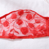 Red Floral See-Through Sheer Shaping Sexy Two-Piece Lingerie Set