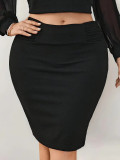 Elegant Fashion Plus Size Solid Bodycon Skirt