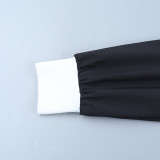 Autumn Trendy Letter Print Contrast Color Long Sleeve Stand Collar Jacket