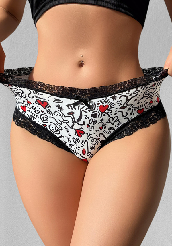Cotton with Lace Sexy Ladies Panties Simple Floral Bodycon Comfortable Briefs