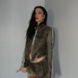 Autumn Stand Collar Long Sleeve Short American Jacket