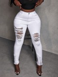 Fashion Washed Ripped Women's Denim Pants