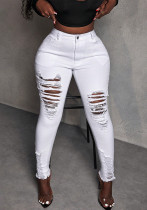 Fashion Washed Ripped Women's Denim Pants