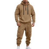 Autumn-Winter Fleece Hoodie Loose Casual Sport Sweatpants Set