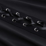 Summer Dark Street Style Lace-Up Bell Bottom Pants