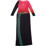 Autumn-Winter Women's Sexy Long Sleeve Round Neck Print Bodycon Dress