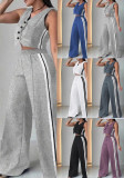 Women's Fashion Pocket Sleeveless Two Piece Pants Set