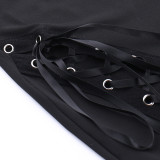 Summer Dark Street Style Lace-Up Bell Bottom Pants