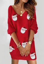 Plus Size V-Neck Corn Fleece Off-Shoulder T-Shirt Dress