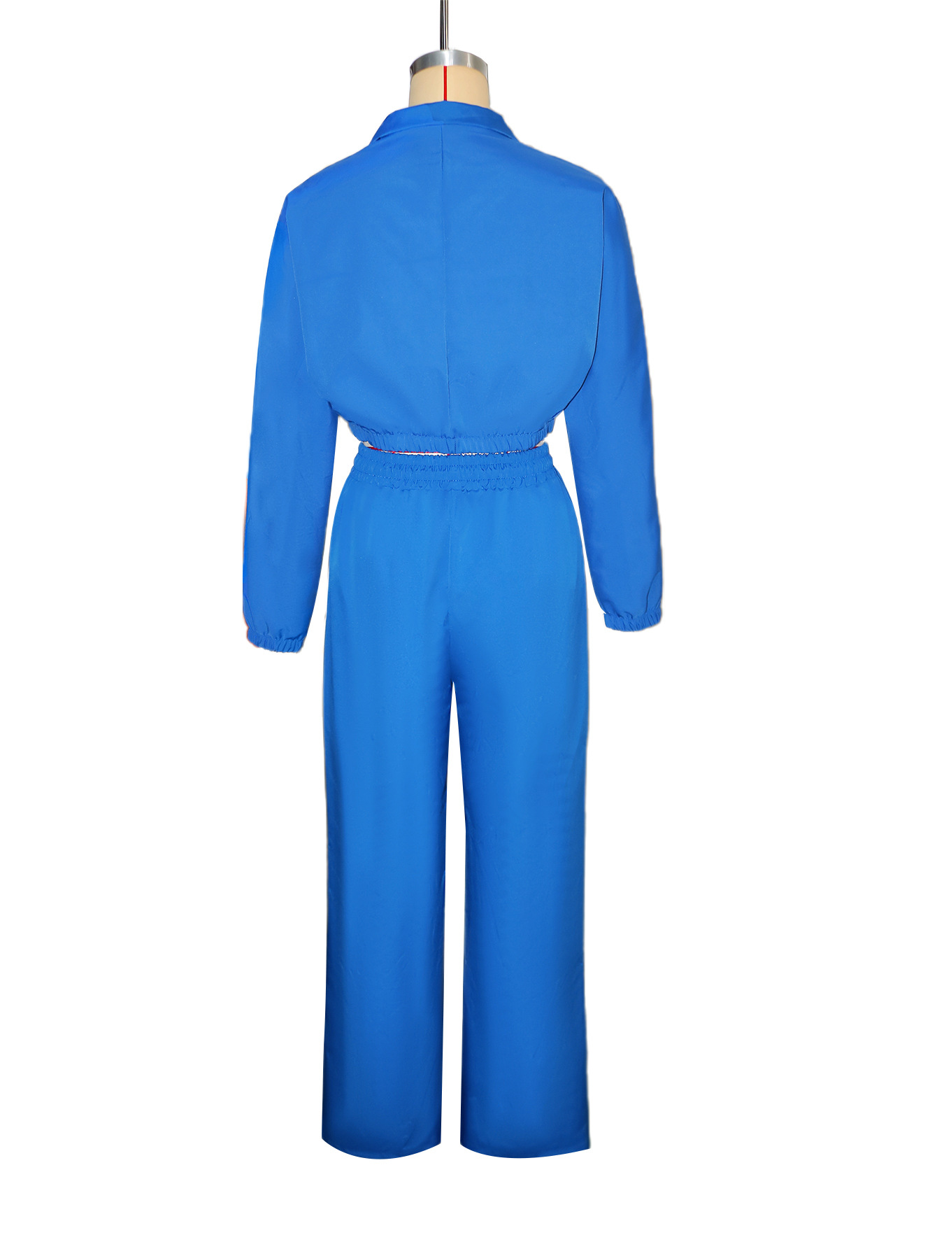 Women's Fashion Color Block Zipper Hoodie and Wide-Leg Drawstring Sport Pants Set