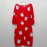 Plus Size V-Neck Corn Fleece Off-Shoulder T-Shirt Dress