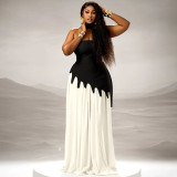 Autumn-Winter Women's Sexy Strapless Low Back Fashion Slit Ribbon Dress Set