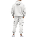 Autumn-Winter Fleece Hoodie Loose Casual Sport Sweatpants Set