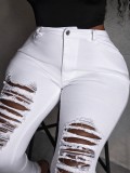 Fashion Washed Ripped Women's Denim Pants