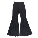 Summer Dark Street Style Lace-Up Bell Bottom Pants