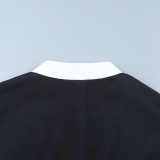 Autumn Trendy Letter Print Contrast Color Long Sleeve Stand Collar Jacket