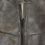 Autumn Stand Collar Long Sleeve Short American Jacket