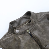 Autumn Stand Collar Long Sleeve Short American Jacket