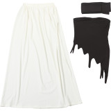 Autumn-Winter Women's Sexy Strapless Low Back Fashion Slit Ribbon Dress Set