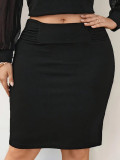 Elegant Fashion Plus Size Solid Bodycon Skirt