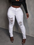 Fashion Washed Ripped Women's Denim Pants