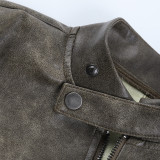 Autumn Stand Collar Long Sleeve Short American Jacket