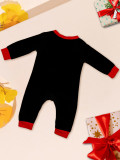 Christmas Family Matching Pajama Set Santa Hat Antlers Letter Print Black Pants Set