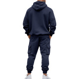 Autumn-Winter Fleece Hoodie Loose Casual Sport Sweatpants Set