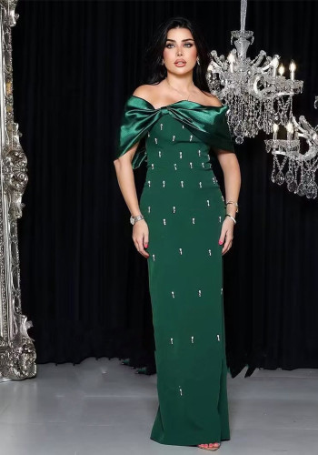 Bandage Dress with Rhinestones Fashion Sexy Off Shoulder Bodycon Party Dress