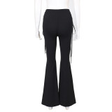 Summer Dark Street Style Lace-Up Bell Bottom Pants