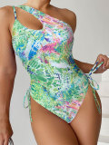 Sexy Print One-Shoulder Slim Fit One Piece Swimsuit