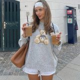 Autumn-Winter Women's Cartoon Bear Pattern Long Sleeve Casual Sweater