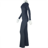 Solid Color Women's Off Shoulder Casual Long Jumpsuit